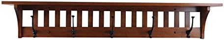 Rustic Red Door Co. Mission Style Coat Rack Wall Mounted with Shelf, Entryway...