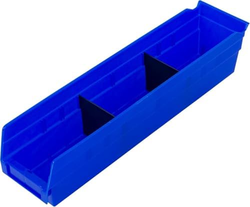 Akro-Mils 30128 Heavy Duty Plastic Shelf Bins, 18"x 4"x 4", Bl...