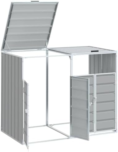 vidaXL Wheelie Bin Storage for Double Bins Gray 56.7"x31.9"x44.5&qu...