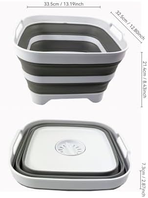 SAMMART 10L (2.64 Gallon) Collapsible Dishpan with Draining Plug - Foldable W...