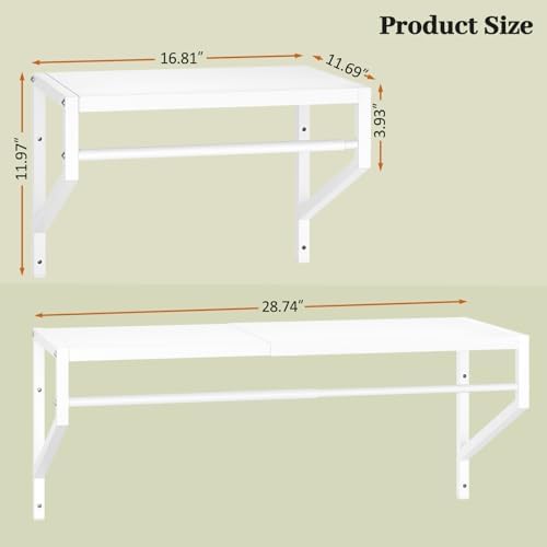 ThreeHio 2 Pack Expandable Laundry Room Shelves with Hanging Rod, Over Washer...