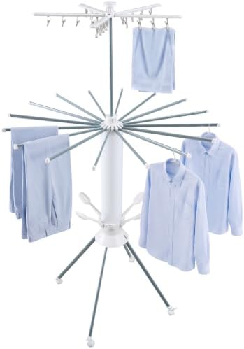 Sintuff 3 Tier Clothes Drying Rack with Wheels, Foldable Garment Rack