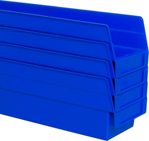 Akro-Mils 30128 Heavy Duty Plastic Shelf Bins, 18"x 4"x 4", Bl...