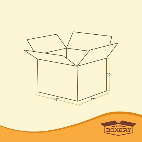 The Boxery 16 x 12 x 10" Heavy Duty ECT44 Cardboard Boxes, 25 Pack