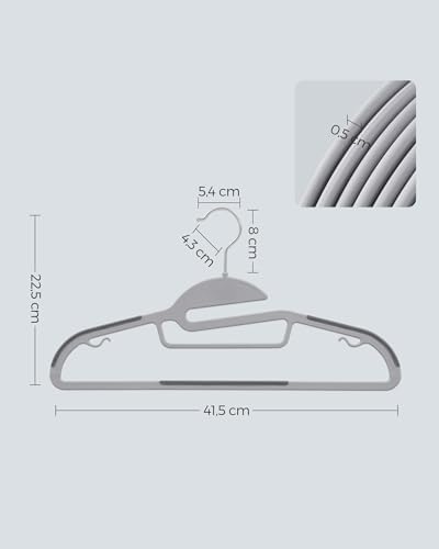 SONGMICS 50 Pack Coat Hangers, Heavy-Duty Plastic Hangers, U-Shaped Opening