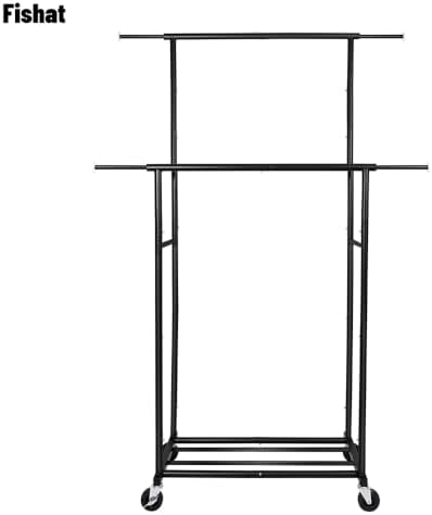 Fishat 48"W x 15"D x 67"H Portable Black Double Rods Garment C...