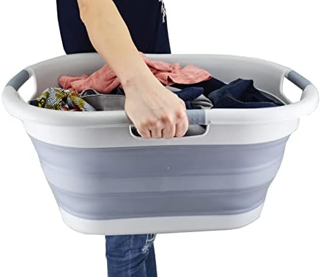 SAMMART 40L (10.5 gallon) Collapsible Plastic Laundry Basket - Foldable Pop U...