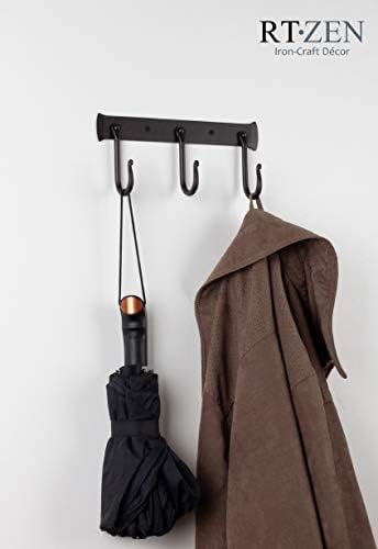 RTZEN Classic Farmhouse Wall Mount Multi-Use Wrought Iron Hook Set (3 Pack)