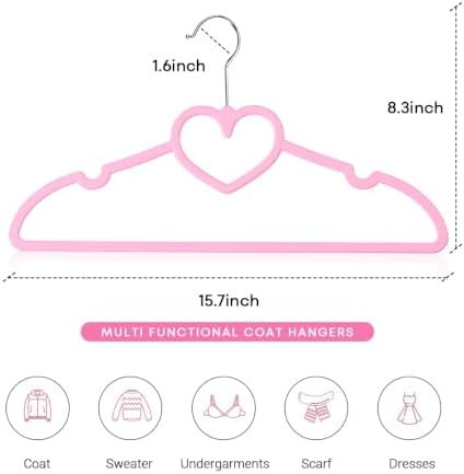 Plastic Hangers 50 Pack, Cute Clothes Hanger Ultra Thin Space Saving - Pink C...