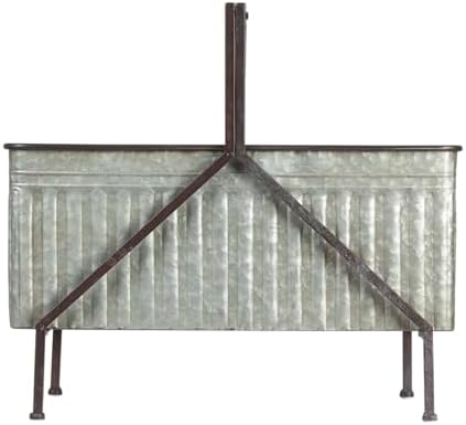 Creative Co-Op Galvanized Metal Storage Bucket on Stand with Handle, Distress...