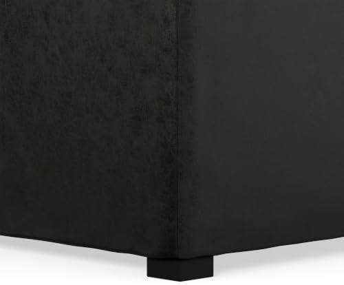 SIMPLIHOME Avalon 35" Wide Vegan Leather Square Storage Ottoman in Black