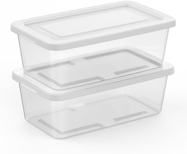 Sterilite 6 Quart Clear Storage Bins with Lids, 18-Pack Plastic Storage Conta...