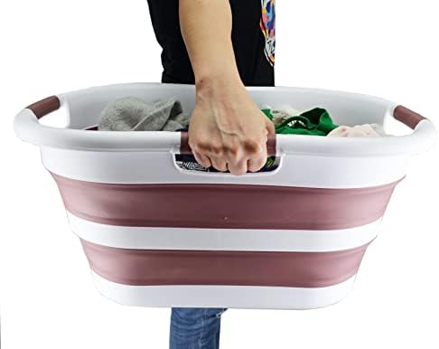 SAMMART 40L (10.5 gallon) Collapsible Plastic Laundry Basket - Foldable Pop U...