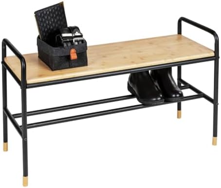 WENKO Shoe Bench Loft Factory Flair Shoe Rack with Shelf for up to 4 Pairs of...