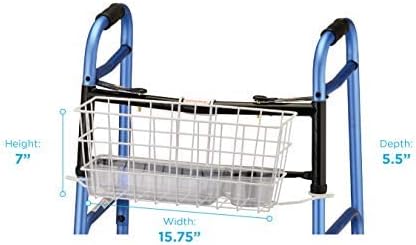 NOVA Folding Walker Basket with Cup Holder Bottom Liner Insert, Universal Fit...