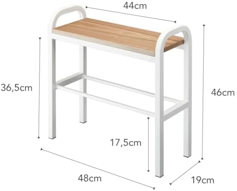 YAMAZAKI Home Shoe Organizer Bench with Wood Top, Entryway Shoe Rack, White
