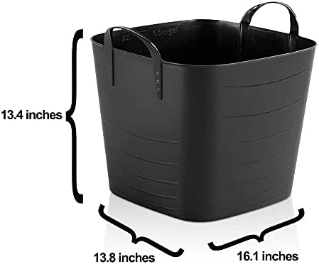 Life Story 6 Pack Flexi Tub Basket, 6.6 Gal Plastic Storage Totes, Black