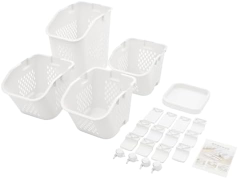 4-Tier Plastic Laundry Hamper Sorter with Wheels,Tiered Laundry Basket Organi...
