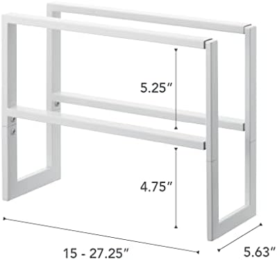 YAMAZAKI Home Expanding Shoe Rack, Metal, Adjustable Steel One Size White