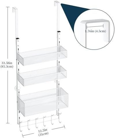 Consumest Over The Door Hooks Organizer - 4 Tier Door Coat Rack with 3 Basket...