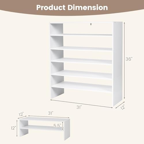 GIANTEX 3-in-1 Vertical Shoe Rack, 6-Tier Free Standing Shoe Storage Organize...