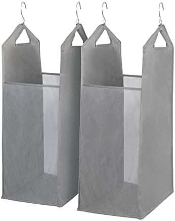 STORAGE MANIAC 2-Pack Hanging Laundry Hamper, Front See-Through Mesh Bag, Sli...