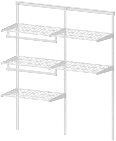 Wall Mounted Wire Closet System, White, 2-4Ft