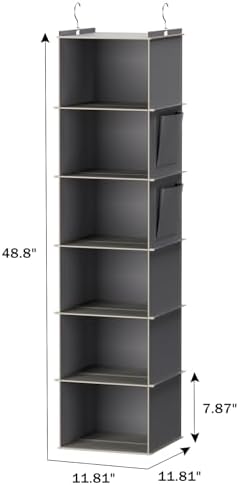 YOUDENOVA Hanging Closet Organizer and Storage, 6-Shelf, 2 Packs, Grey