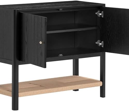 Nathan James Meads Mid Century Modern Cabinet with Doors, Solid Wood Kitchen ...