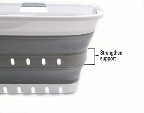 SAMMART 42L (11 gallon) Collapsible Plastic Laundry Basket - Foldable Pop Up ...