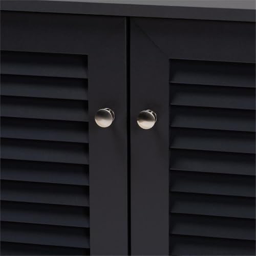 BOWERY HILL Contemporary Wood 8-Shelf Shoe Cabinet, Dark Gray Finish, Solid a...