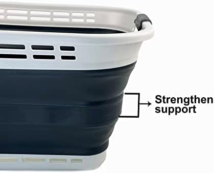SAMMART 42L (11 Galloons) Collapsible Plastic Laundry Basket - Foldable Pop U...