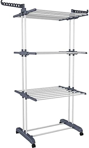 Clothes Drying Rack, 4-Tier Foldable Drying Rack Clothing with 4 Castors, 24 ...