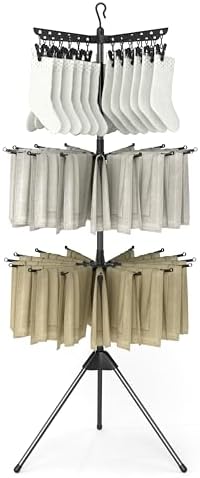 COSTWAY 3-Tier Clothes Drying Rack, 32 Hanging Rods & 24 Clips
