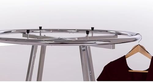 Econoco 36in Round Folding Garment Rack, Adjustable 48–66in H, Chrome