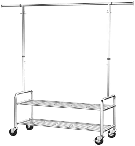 Upgraded 100% Stainless Steel Heavy Duty Clothes Rack with Shelves Loads 760 ...
