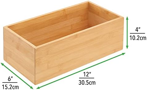 mDesign Bamboo Wood Organizer Storage Bin Box for Kitchen, Pantry, and Drawer...