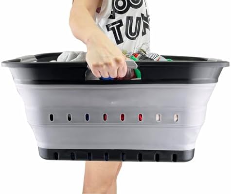 SAMMART 42L (11 gallon) Collapsible Plastic Laundry Basket - Foldable Pop Up ...