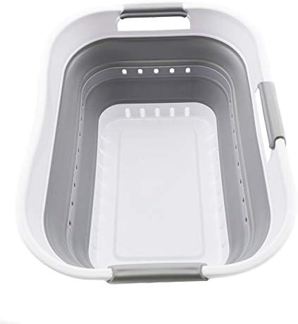 SAMMART 19L (5 gallon) Super Mini Collapsible 3 Handled Plastic Basket - Fold...