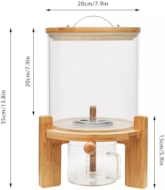 Flour and Cereal Container, 5L Rice Dispenser with Airtight Lid and Wooden St...