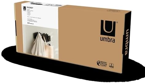 Umbra Picket Coat Rack, Wall Mount 5 Flip-Down Coat Hooks, Black