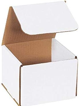 Secure Seal Shipping Boxes - 5x5x4" Mailers - White Foldable Corrugated Cardboard Packaging for Mailing, Moving, Storage, and Organizing - Strong Lightweight Foldable (Bulk 50 Pack)