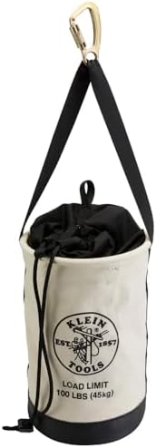 Klein Tools 5114DSC Canvas Bucket, Heavy Duty Drawstring Close Tool Bucket, 1...