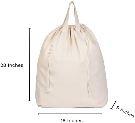 Canvas Laundry Bags - Extra Large, Heavy Duty, 100% Cotton Laundry Bag with S...