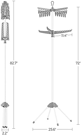 SONGMICS Clothes Drying Rack, 72.8-Inch Drying Rack, 3 Rotatable Arms