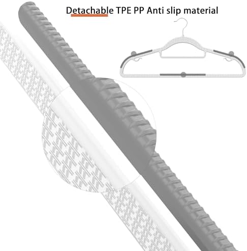 60 Pack Heavy Duty Plastic Hangers, Non Slip Clothes Hangers with Rubber Pads...