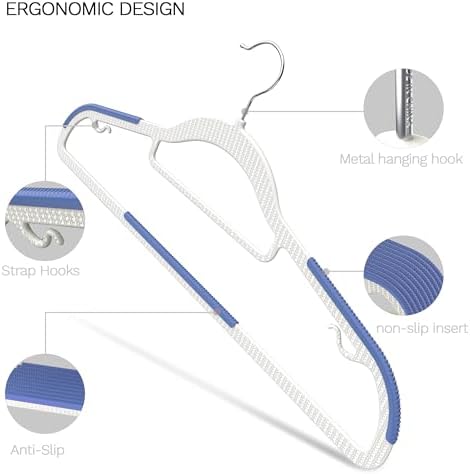 60 Pack Heavy Duty Plastic Hangers, Non Slip Clothes Hangers with Rubber Pads...