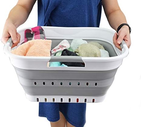 SAMMART 19L (5 gallon) Super Mini Collapsible 3 Handled Plastic Basket - Fold...