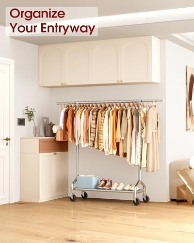 Sakugi Extendable 49.8-74.8" W Stainless Steel Clothes Rack, Silver