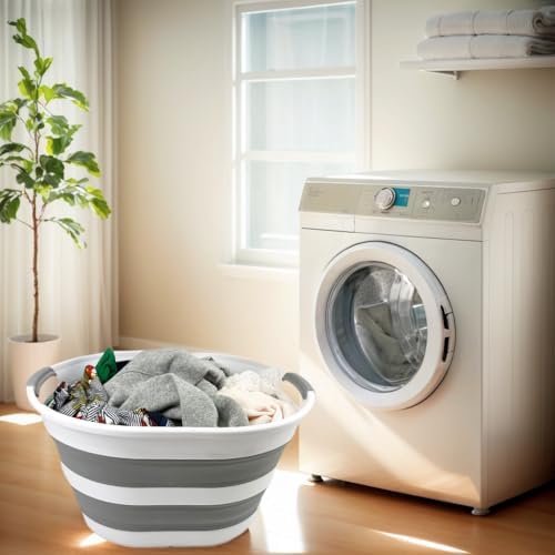 SAMMART 23L (6 Gallons) Set of 2 Collapsible Plastic Laundry Basket - Oval Tu...